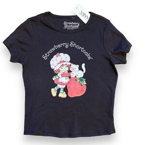 Strawberry Shortcake Graphic Tee Cropped Gray Juniors Size L New